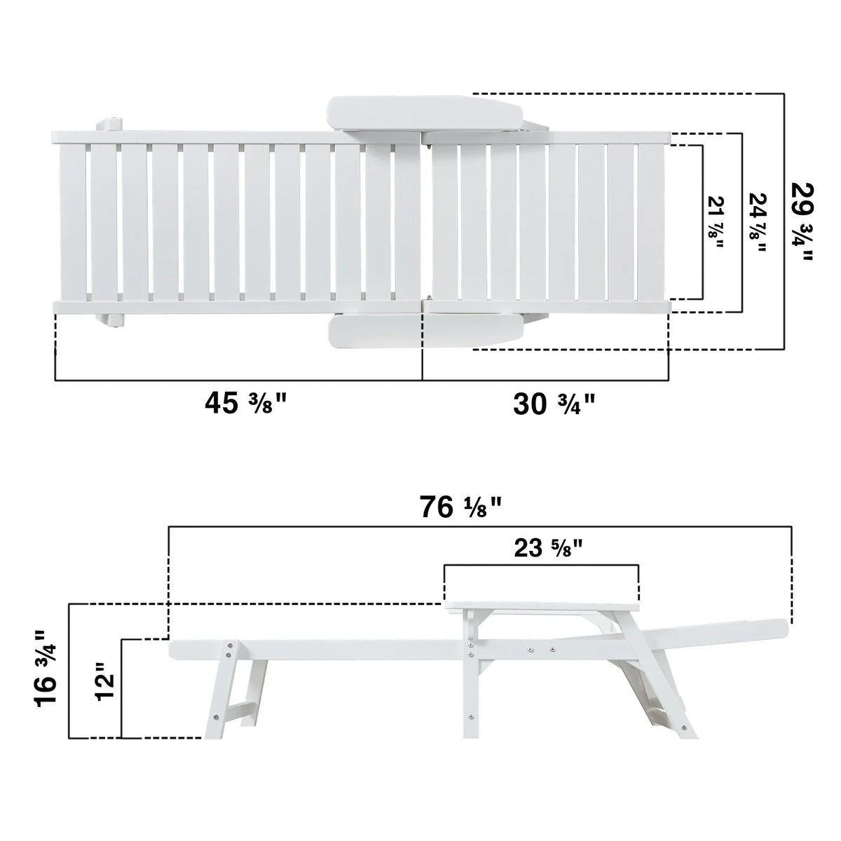 White Poly Lumber Chaise Lounge with Adjustable Backrest F4671