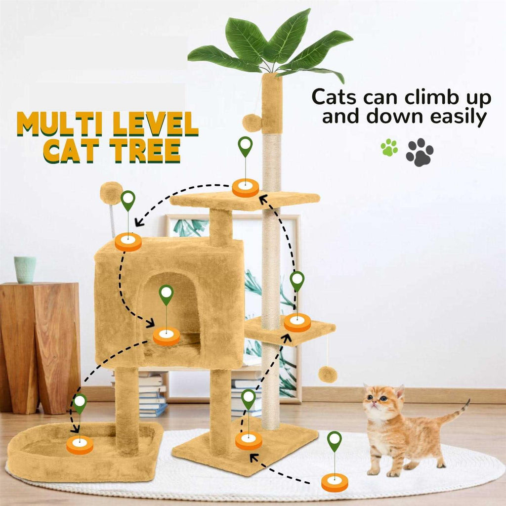 52in Cat Tree with Scratching Posts Plush Perch Q898570