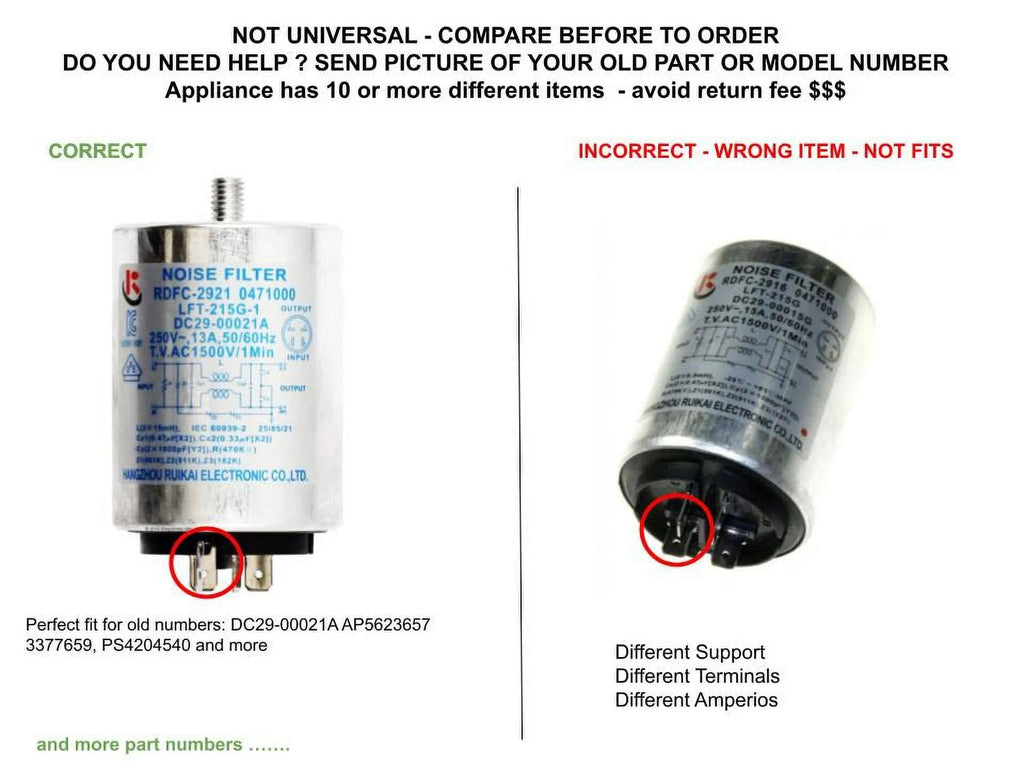 Washer Noise Filter 3" Length Z6019