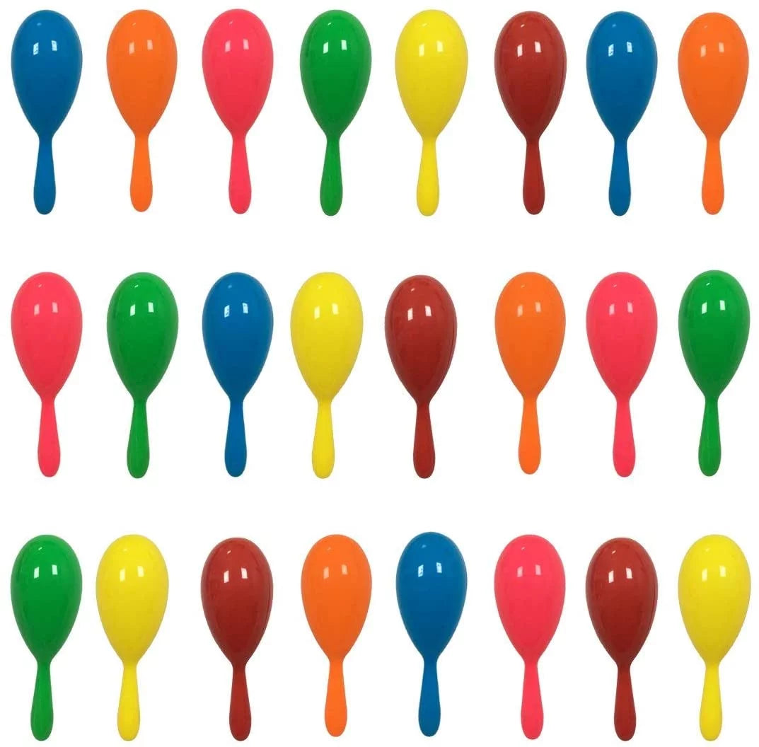 24pcs Mini Plastic Maracas 6 Neon Colors M7180