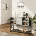 Industrial Wood Bar Cabinet with Sliding Metal Door E658
