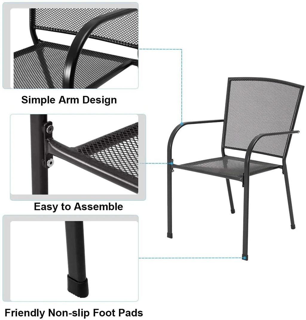 5-Piece Metal Patio Dining Set with 4 Stackable Chairs U475