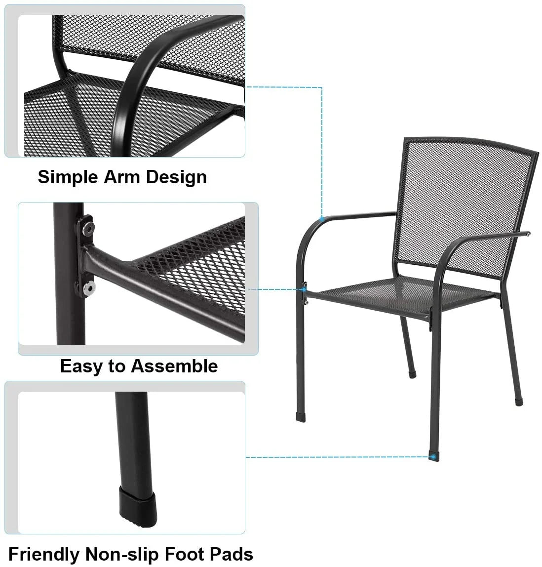 5-Piece Metal Patio Dining Set with 4 Stackable Chairs U475