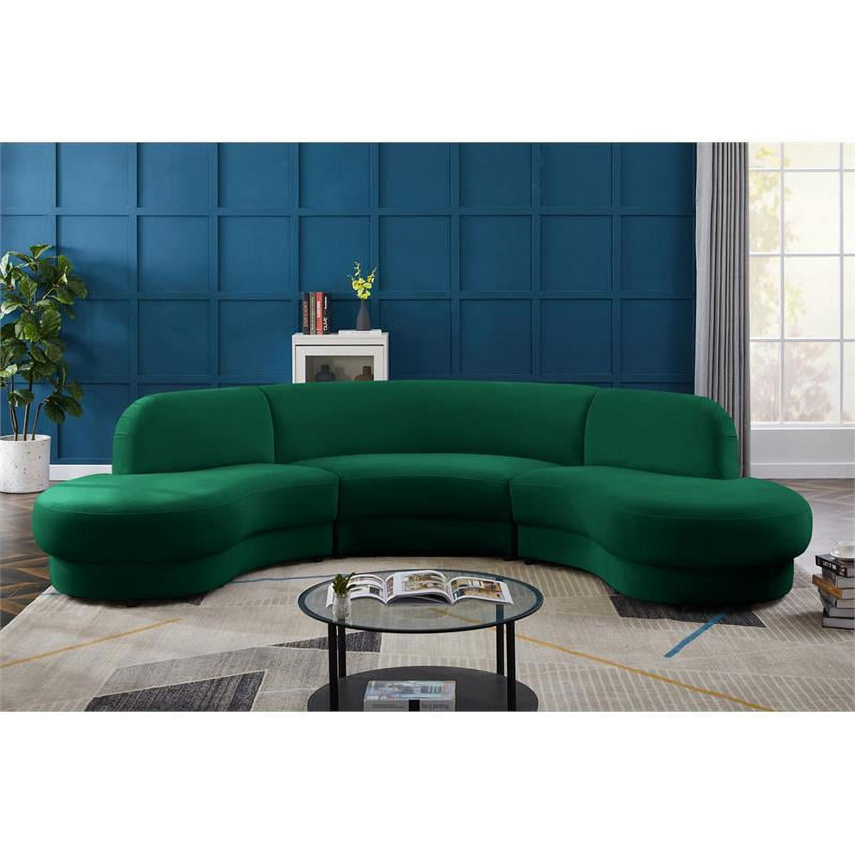Green Velvet 3pc. Sectional G22296