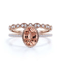 2.00 Carat Oval Cut Morganite And Diamond Moissanite Engagement Ring in 925 Sterling Silver With 18k Rose Gold Plating F5379