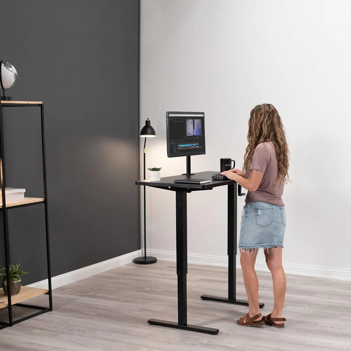 Dark Walnut 43 X 24 Inch Height Adjustable Standing Desk D783760