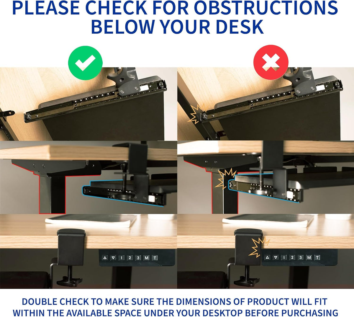 Large Height Adjustable Under Desk Keyboard Tray, 27 x 11 inch, Black P7892