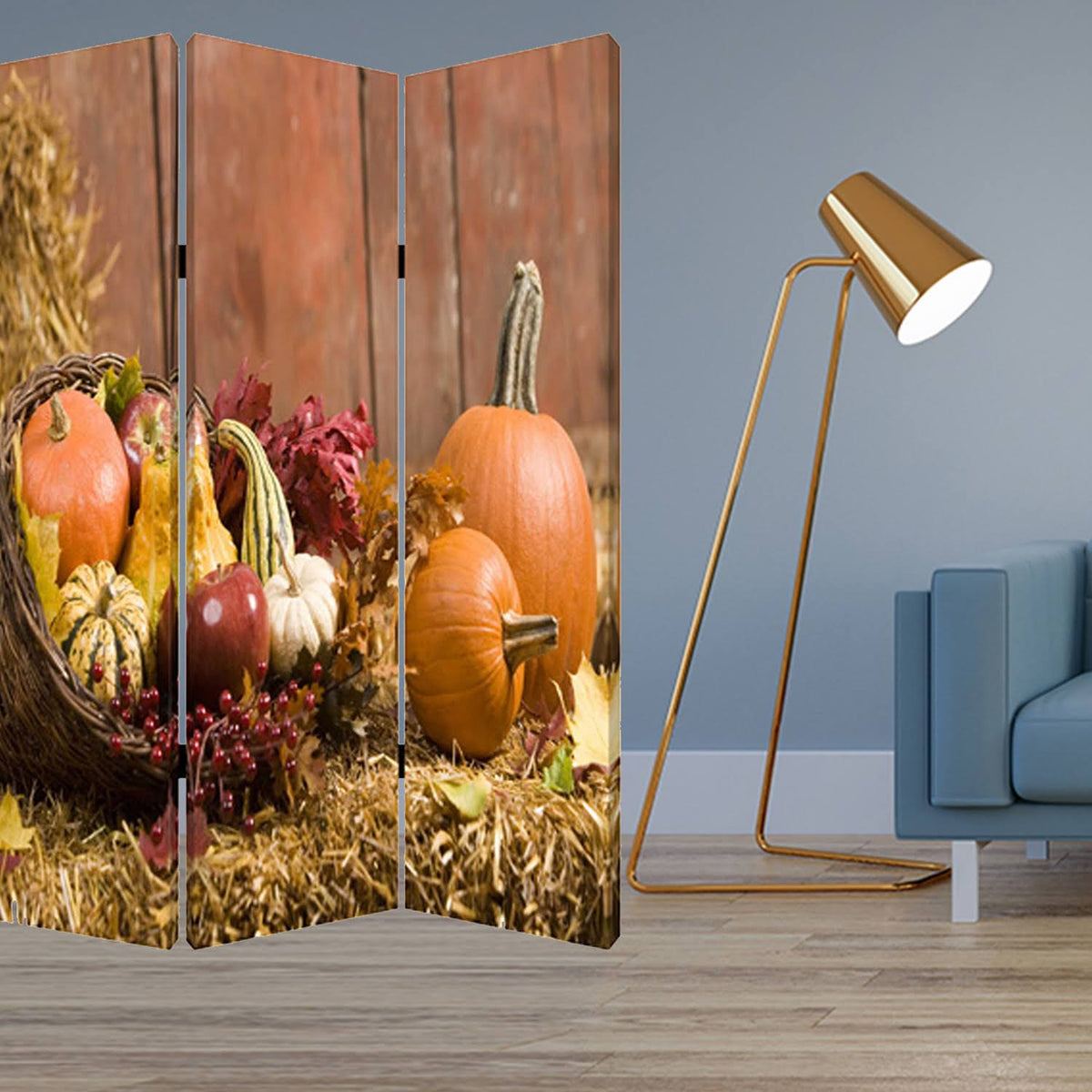 Multi Color Wood Canvas Harvest Screen X766340