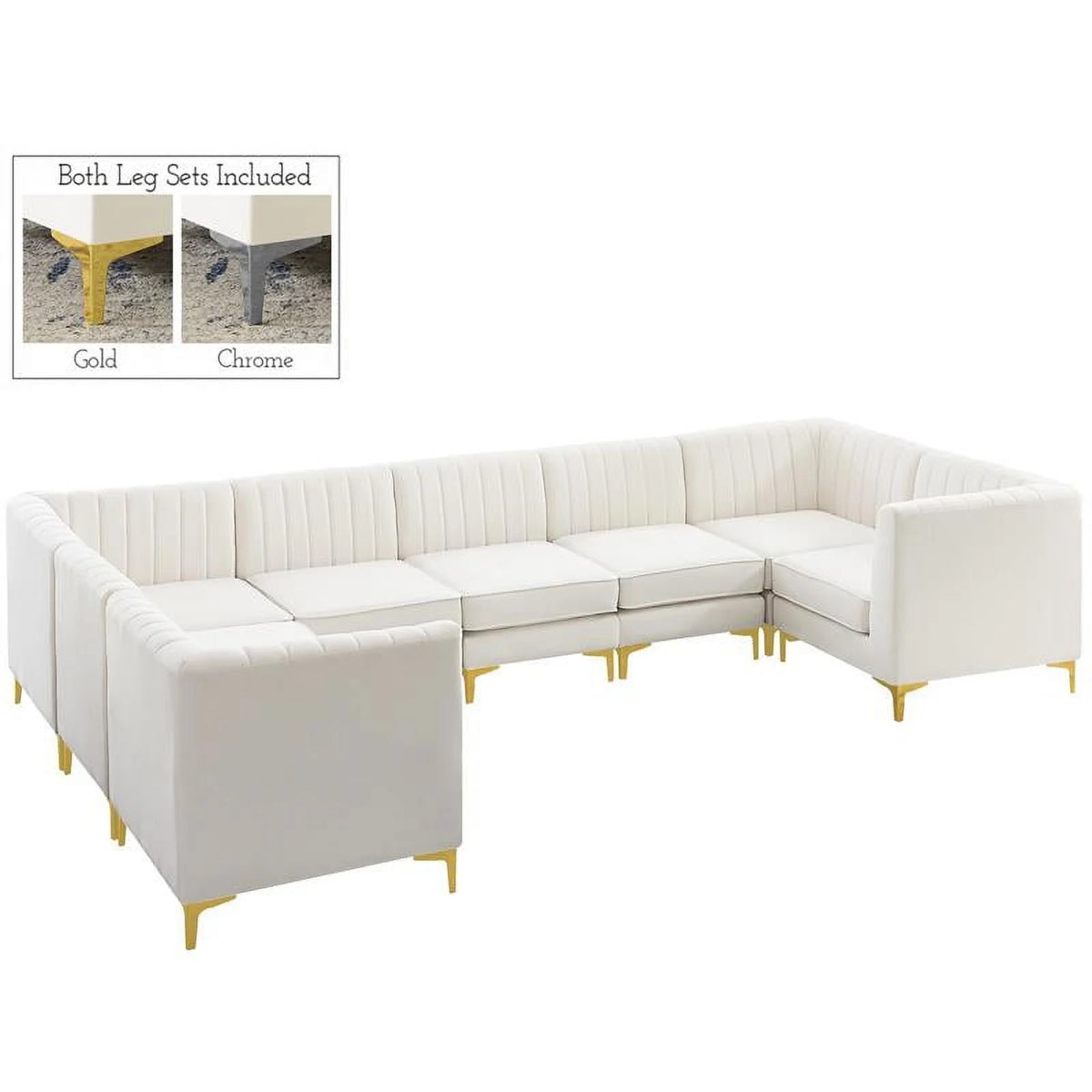 Cream Velvet Modular Sectional X4517