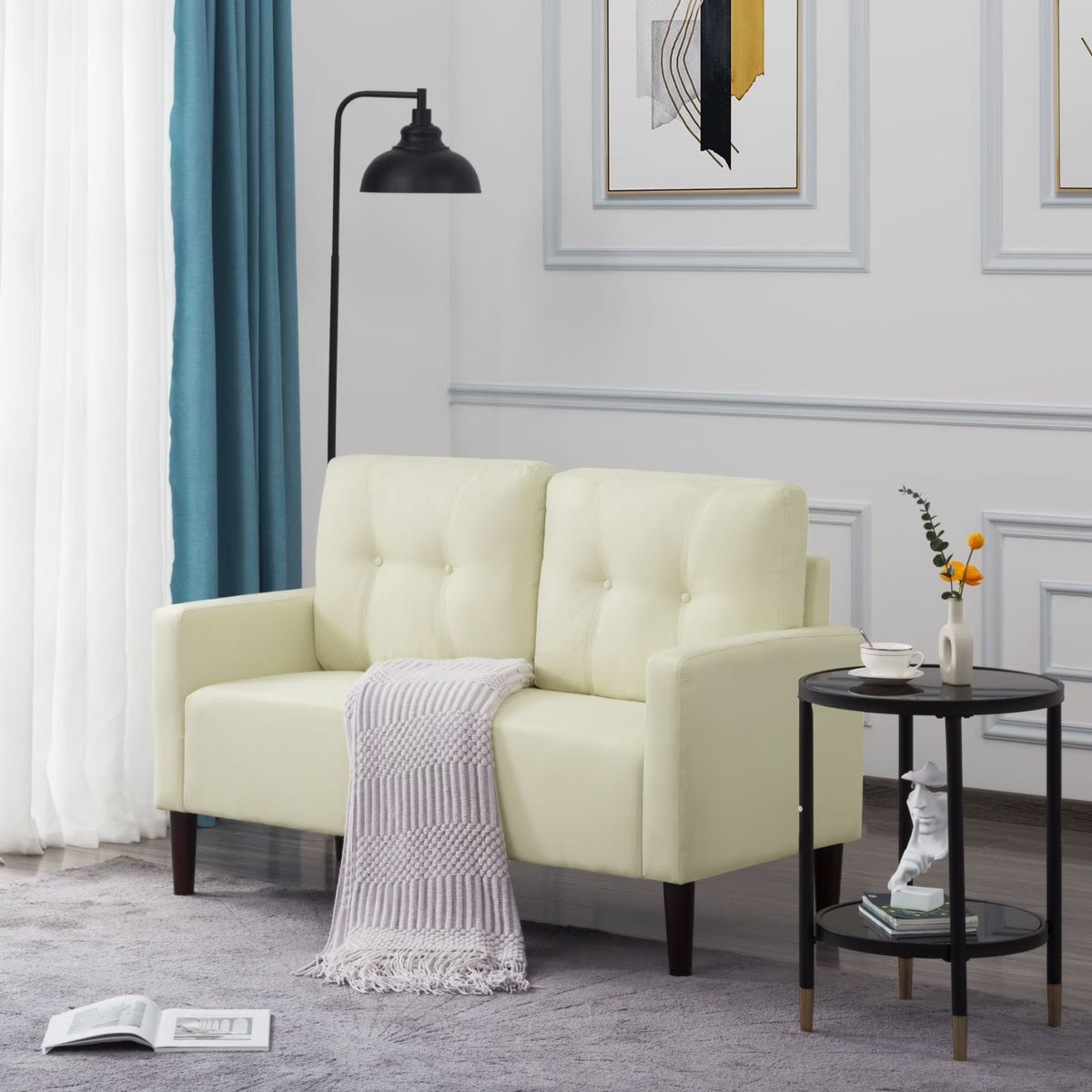 Upholstered Fabric Loveseat Sofa Couch D634