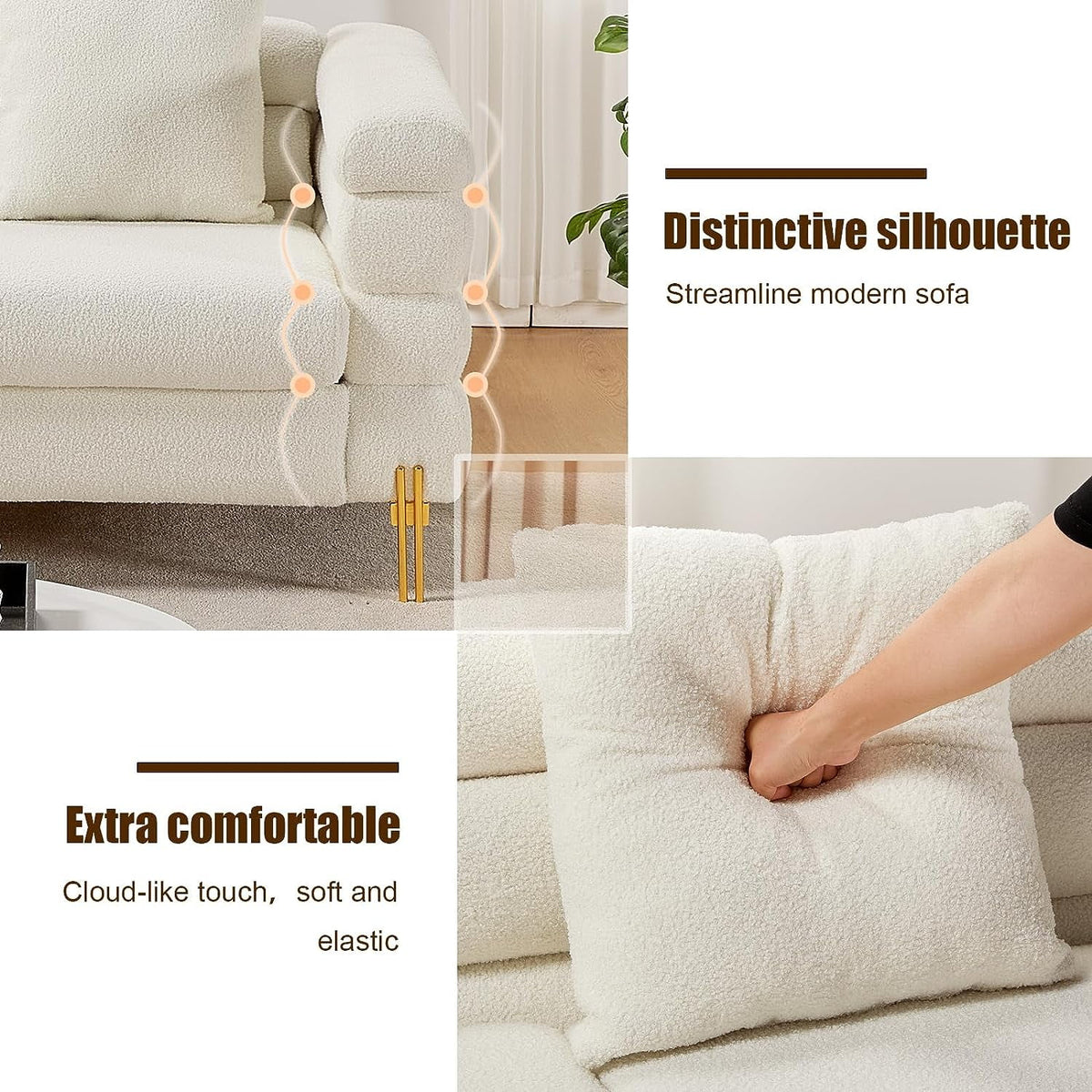 White 85 inch 3 Seat Sofa P818198