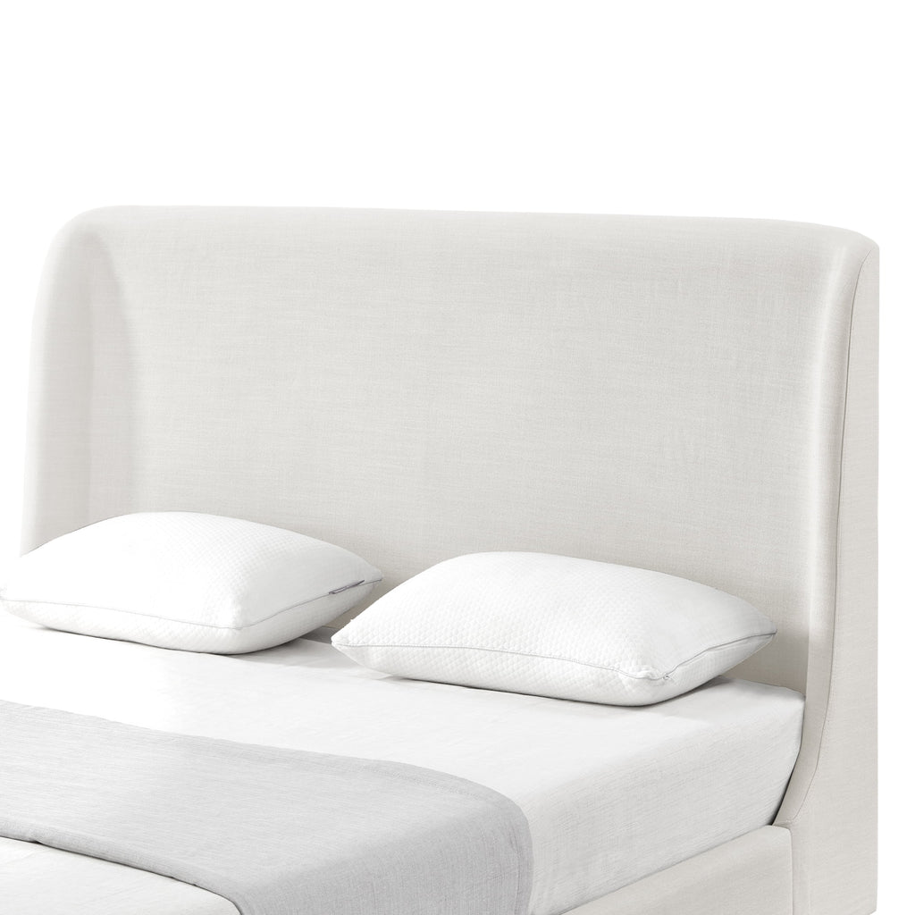 Cream White Tufted Linen Twin Size Bed Frame E519018