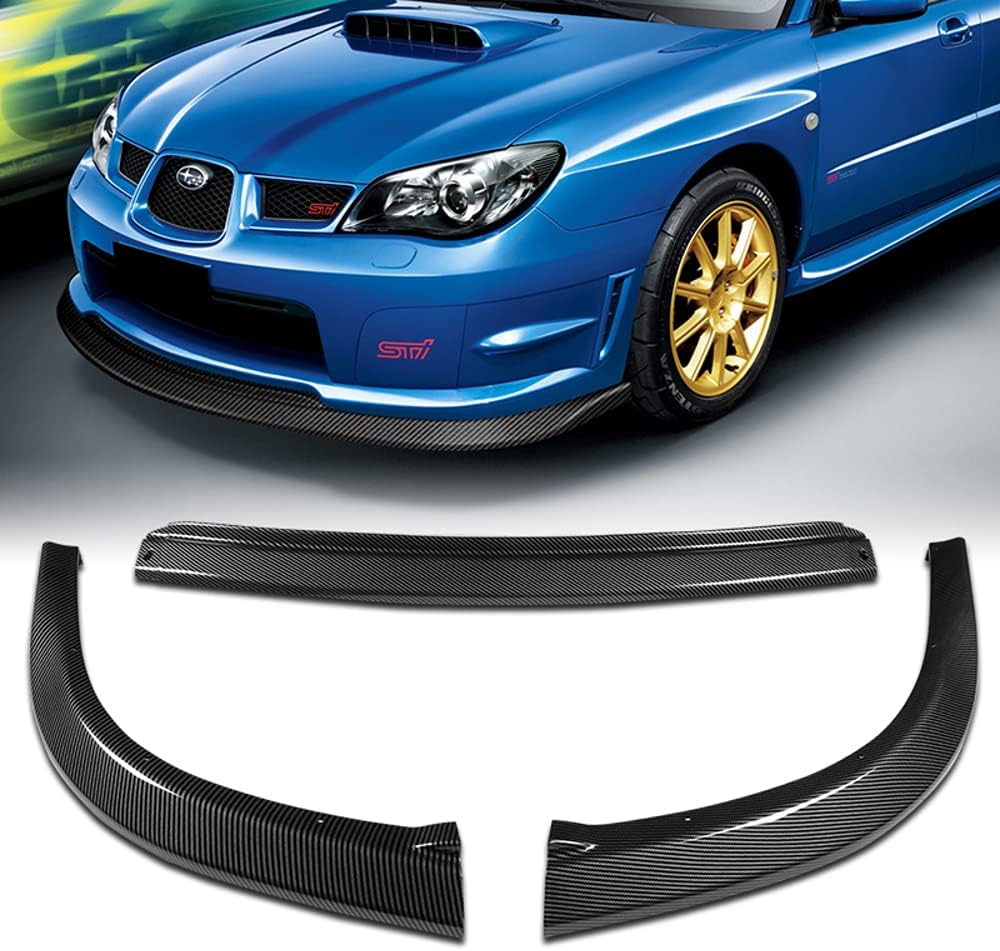 Front Bumper Lip Spoiler Splitter Glossy Carbon Fiber Look ABS H7679