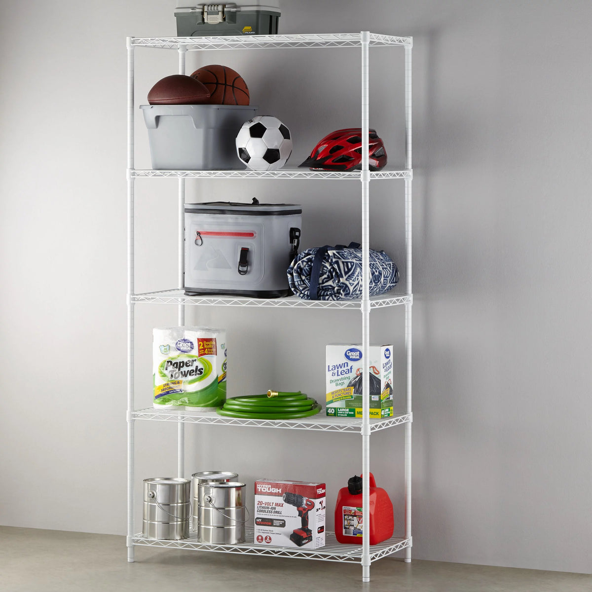 Steel 5-Tier Storage Shelf Unit White W512
