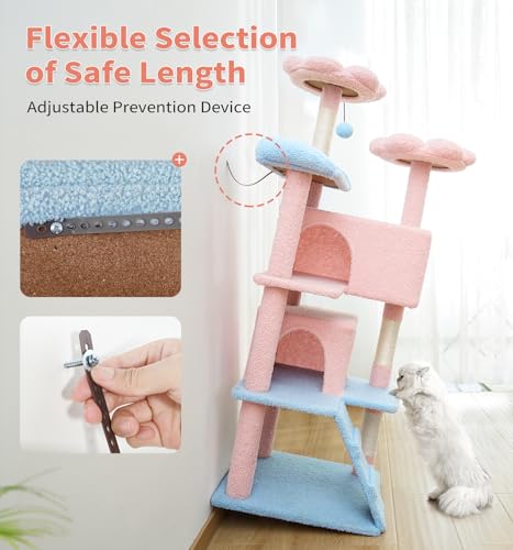 Dark Grey 54in Multi-Level Cat Tree with 2 Condo and Scratching Posts J186