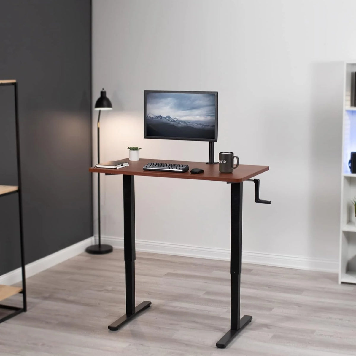 Dark Walnut 43 X 24 Inch Height Adjustable Standing Desk D783760