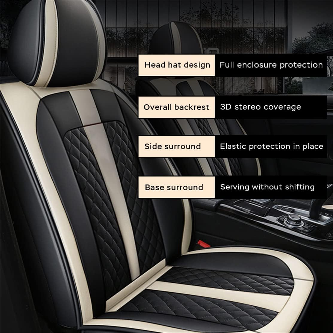 Car Seat Covers 5-Seat Black Beige F833495