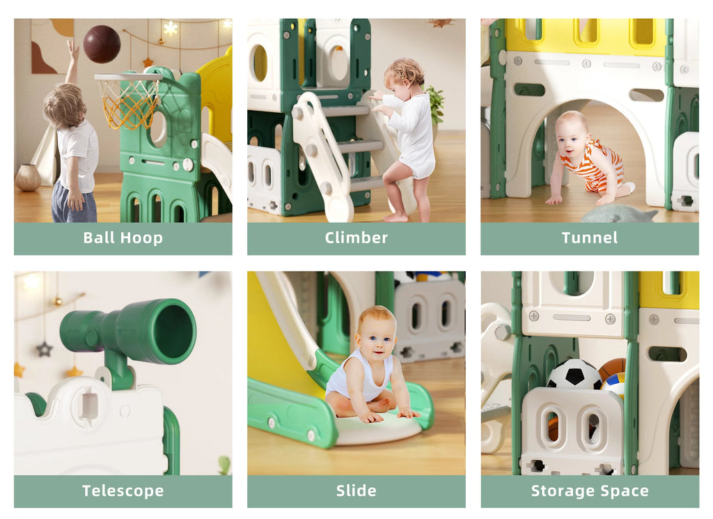 8 in 1 Kids Slide Set with Climber W597
