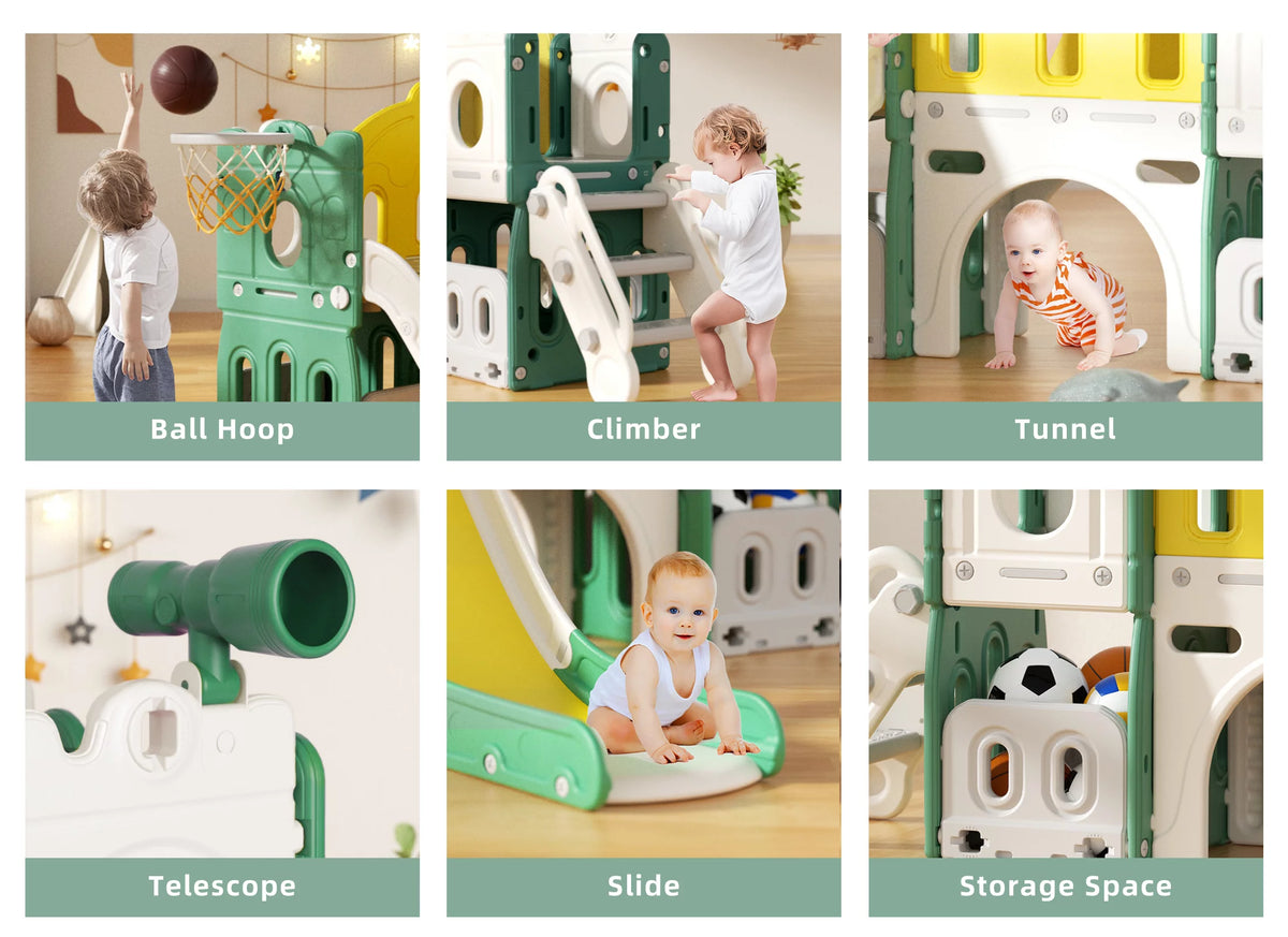 8 in 1 Kids Slide Set with Climber W597