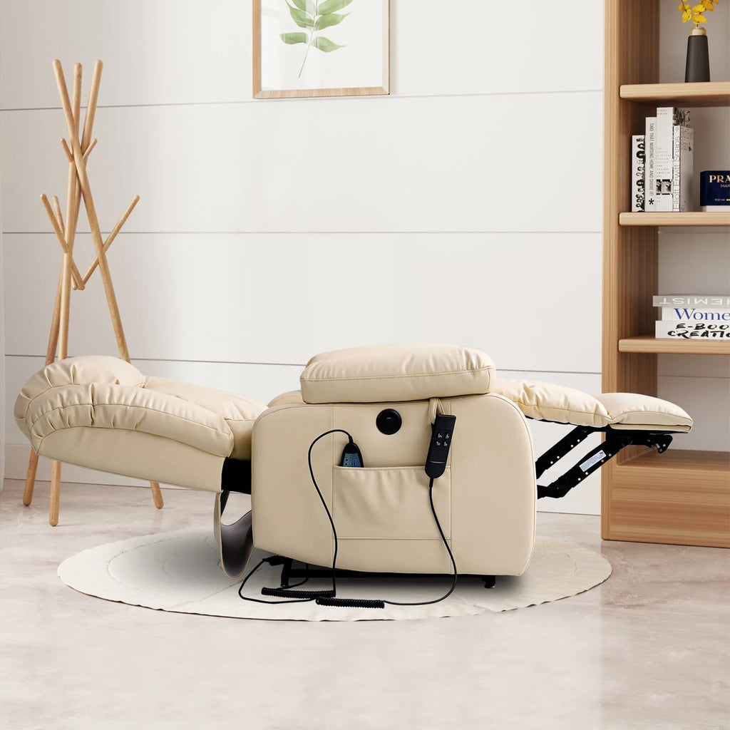 Brown Leather Dual Motor Lift Recliner Chair with Heat and Massage N4903