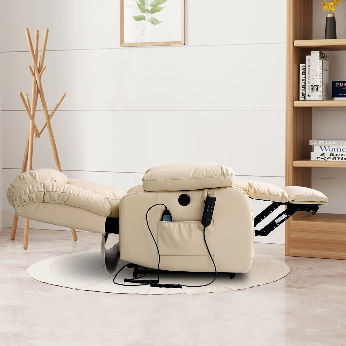 Brown Leather Dual Motor Lift Recliner Chair with Heat and Massage N4903