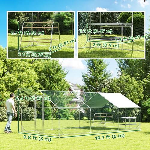 Large Metal Walk in Chicken Coop with Cover J42287