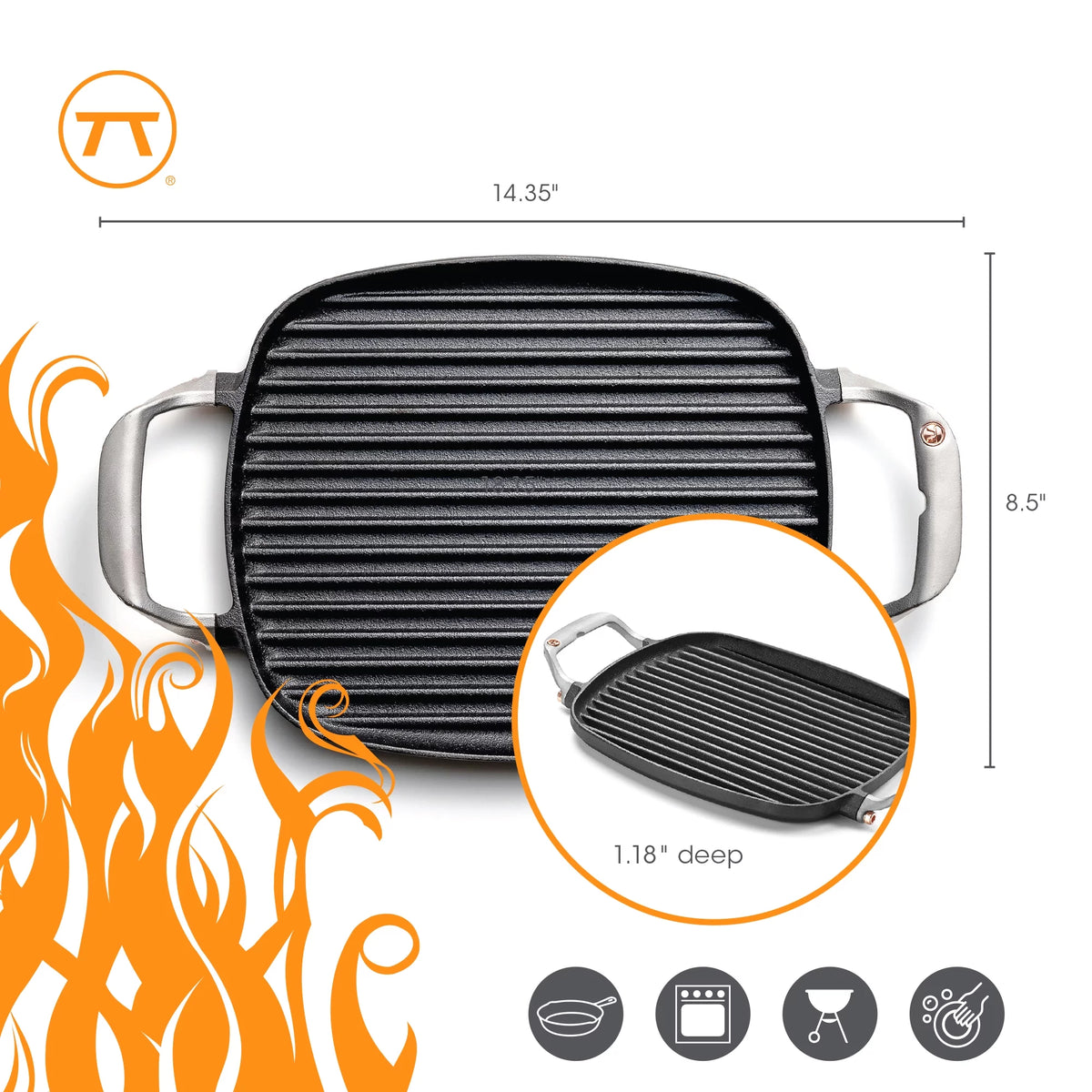 Cast Iron Grill Pan With Ridges G77595