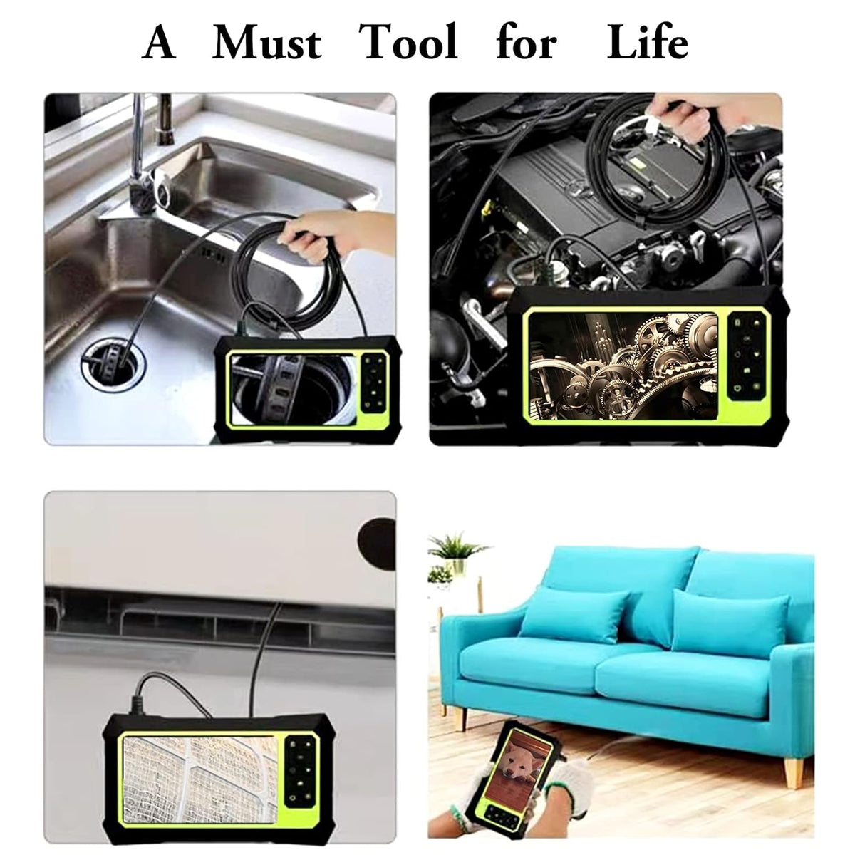 Endoscope Camera with Lights, 1080P HD Borescope Camera 4.3 Inch LCD Screen IP67 Waterproof, 3000mAh Battery, 32GB TF Card Y4254