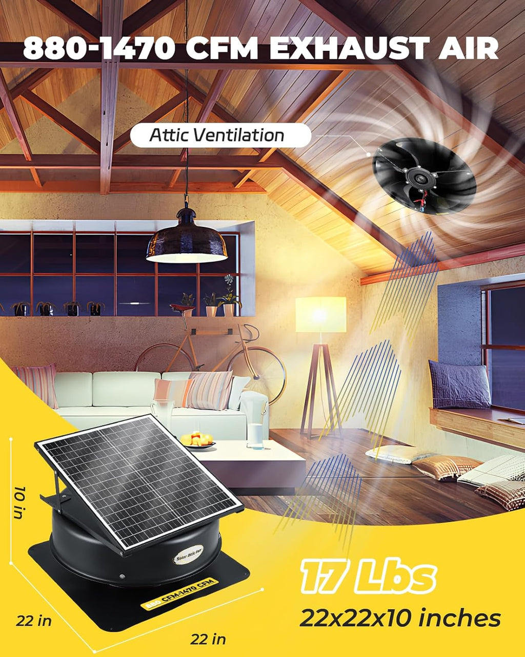 40 Watt Solar Powered Attic Fan with Remote Control Y18447