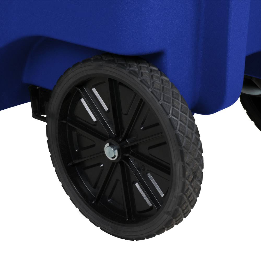 Blue 95 gal Square Rollouts with Casters J999880