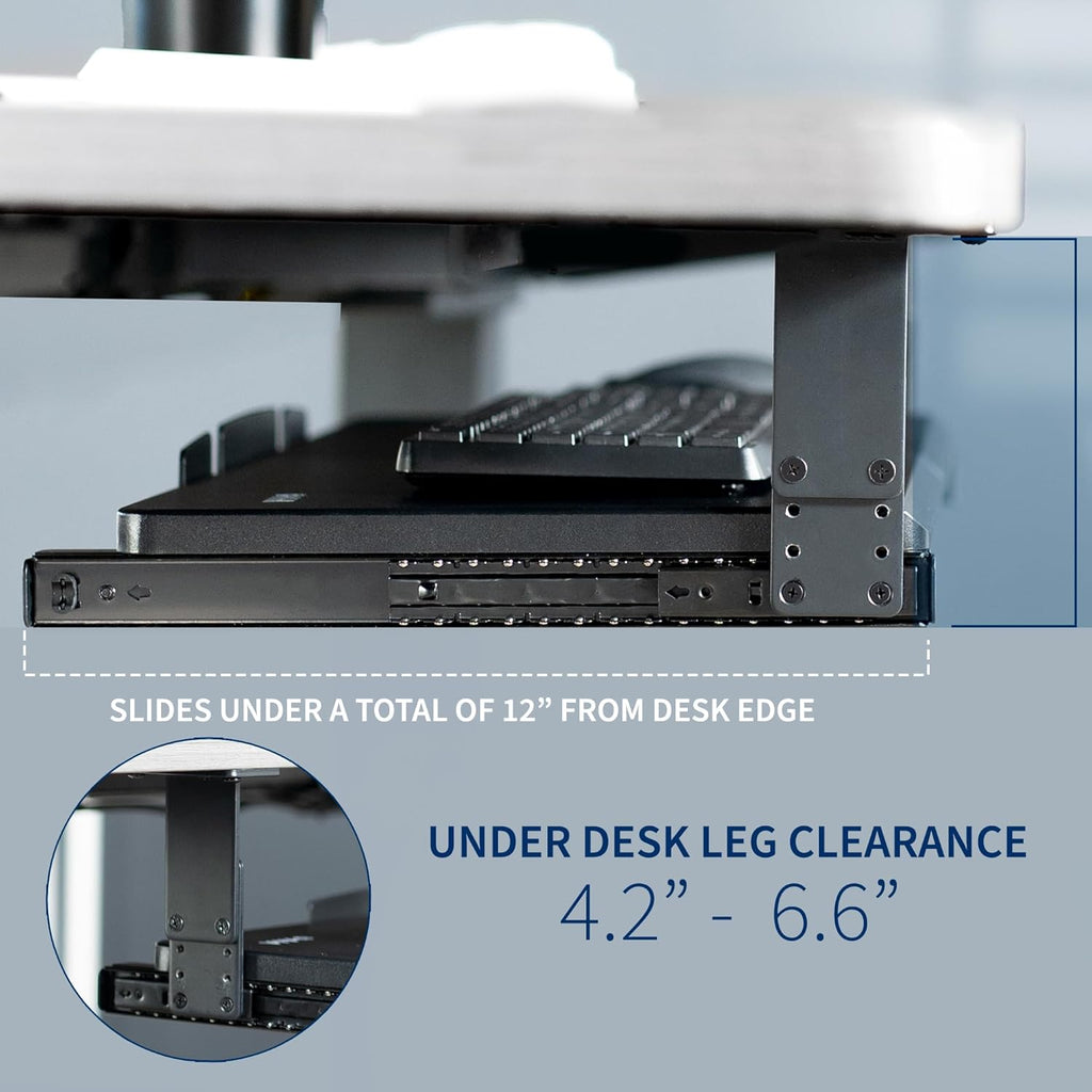 Large Height Adjustable Under Desk Keyboard Tray, 27 x 11 inch, Black P7892