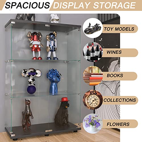 White Glass Display Cabinet with 3 Shelves, 49.3" H x 16.7" W x 14.3" D U839