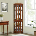 Curio Cabinet with Glass Doors, 5 Shelves, Lighting System, Oak A482