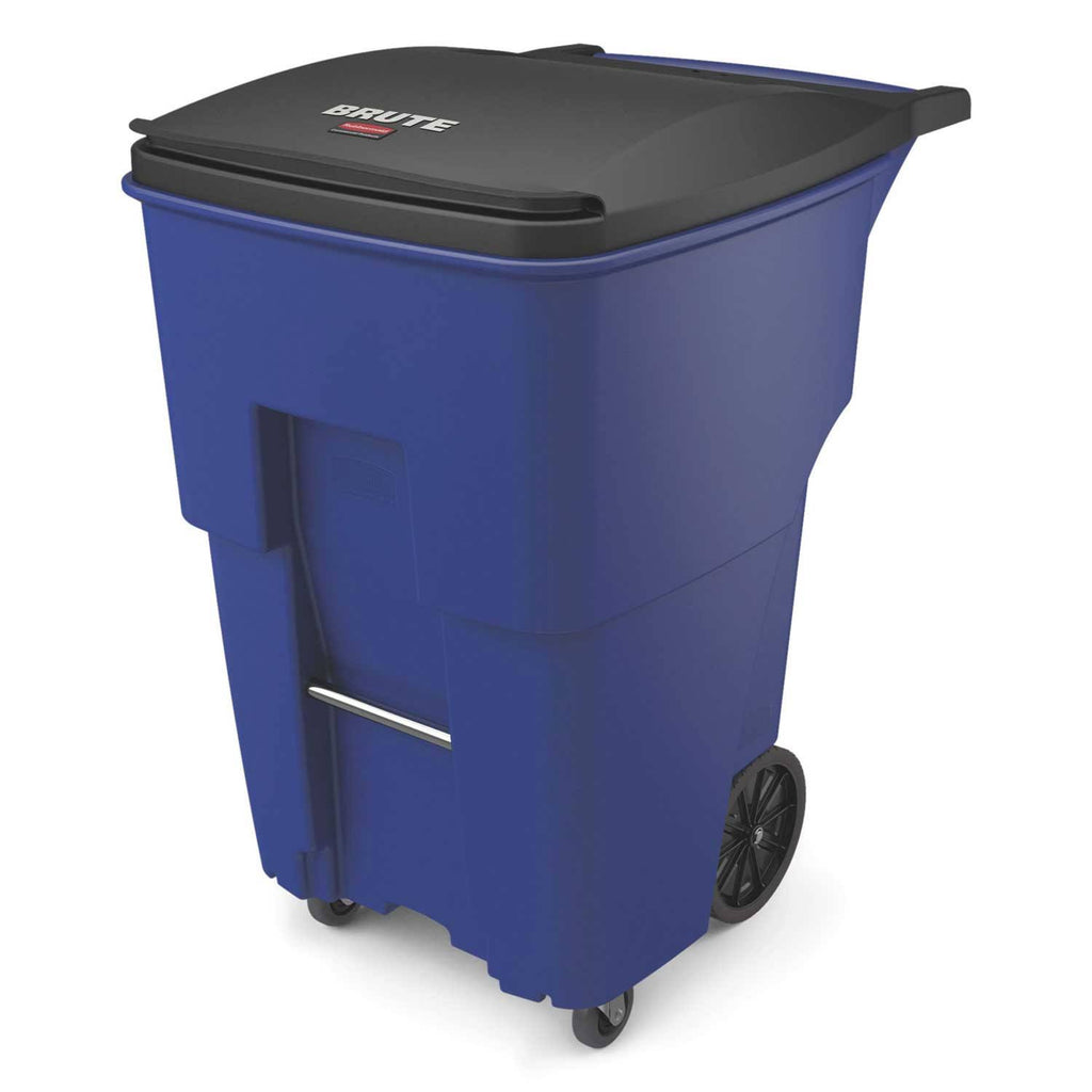 Blue 95 gal Square Rollouts with Casters J999880