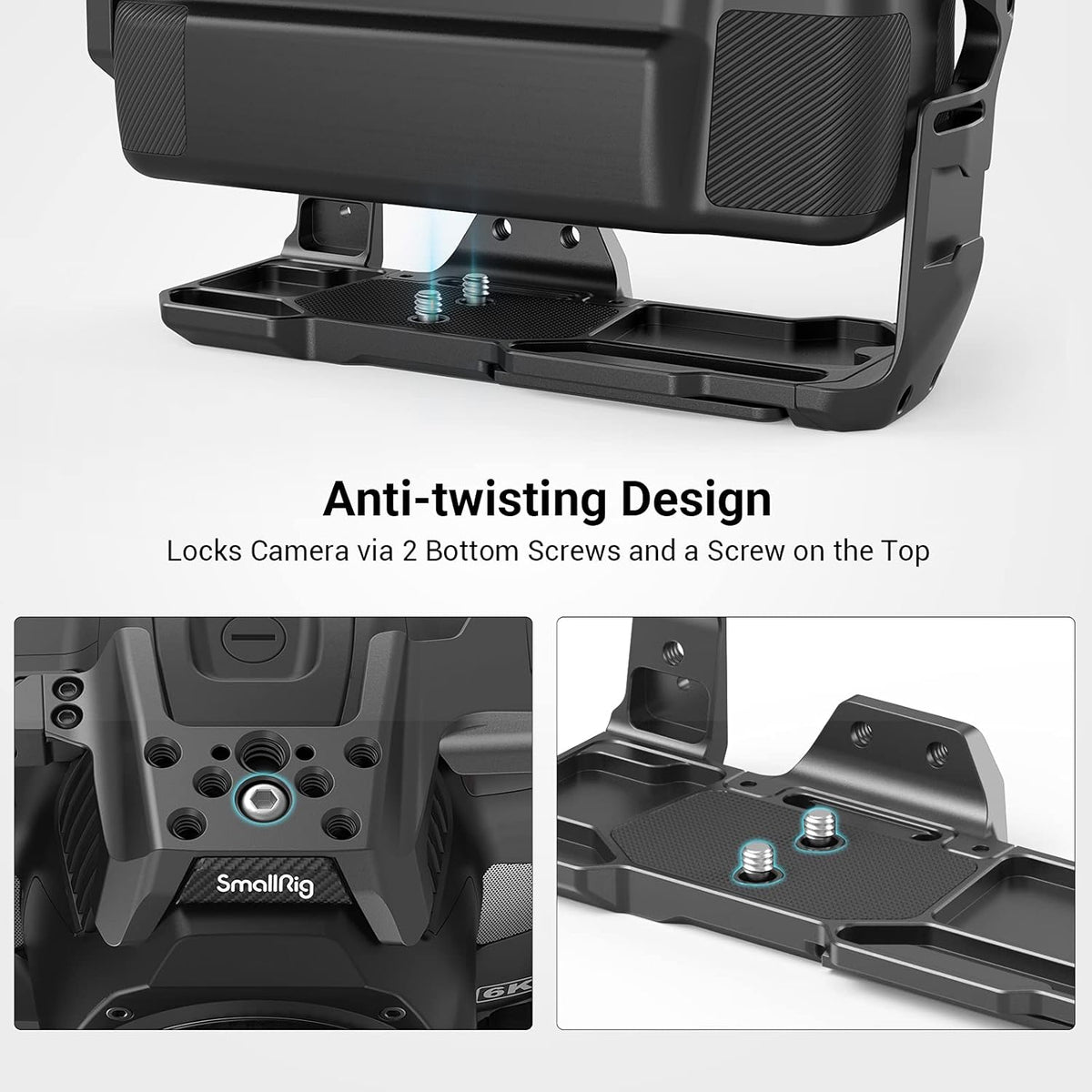 Battery Grip Cage Only for BMPCC 6K Pro with NATO Rail and Cold Shoe Mount U3890