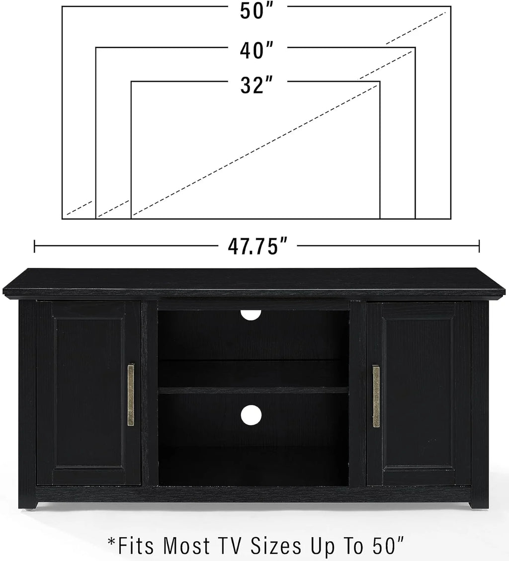 48-Inch Low Profile TV Stand With Open Storage, Black U4198