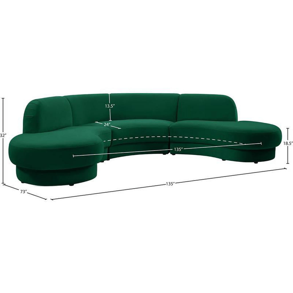 Green Velvet 3pc. Sectional G22296