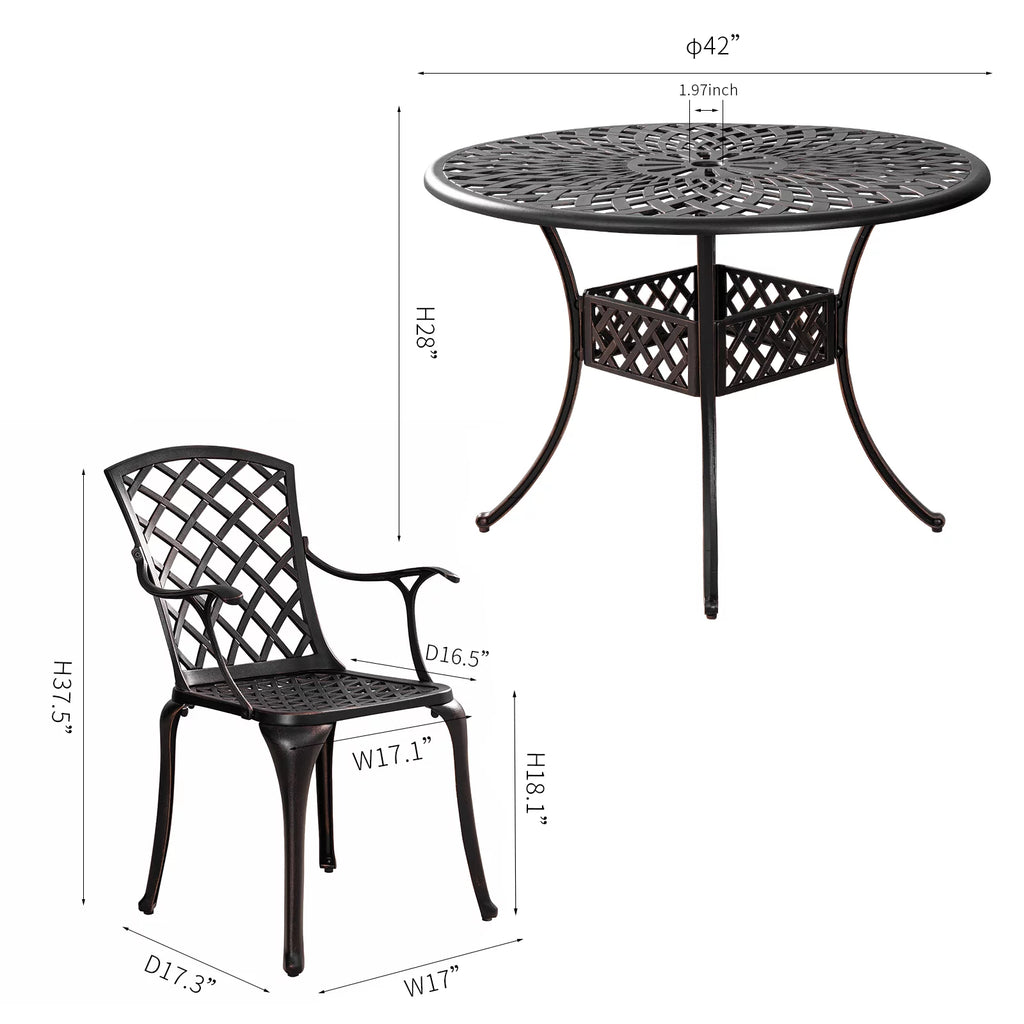 5 Pieces Cast Aluminum Patio Dining Set M238675