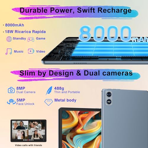 Android 14 Tablet 22G+128G 10 inch 8000 mAh Octa-Core with Keyboard Mouse Case Z219