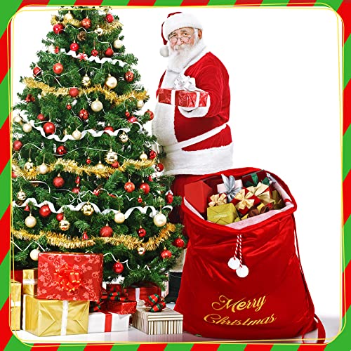 Burgundy Velvet Christmas Drawstring Gift Bags M322