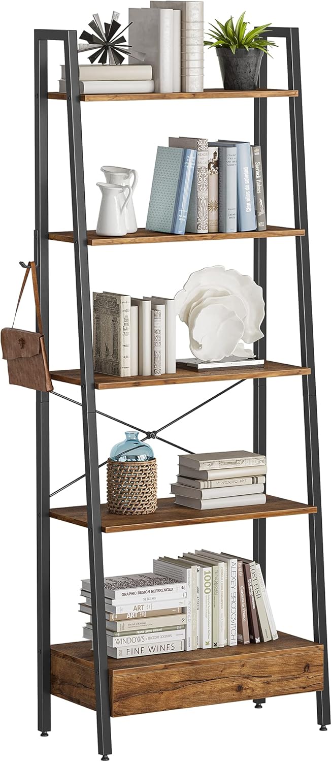 5-Tier Ladder Shelf with Drawer L339