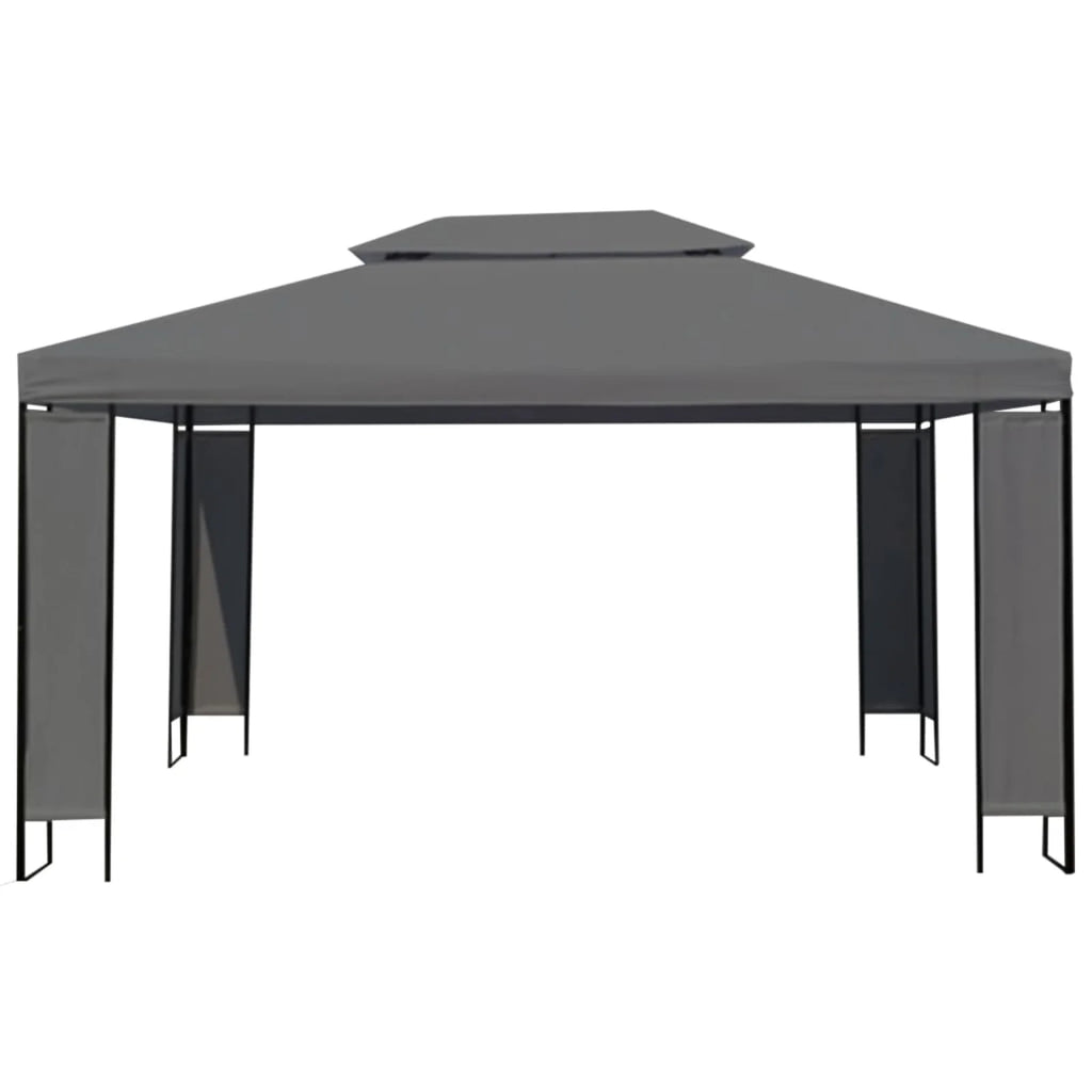 Outdoor Gazebo Canopy Tent Steel Frame Anthracite 157.5 x 118.1 x 107.5 Inches W509