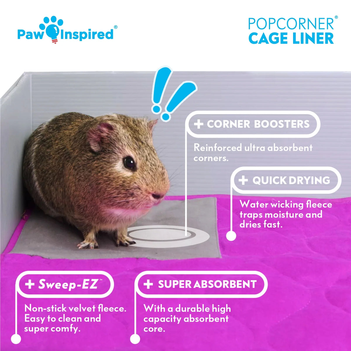 Guinea Pig Fleece Cage Liners, Reinforced Corners Pee Pads (Midwest, Green) P36441