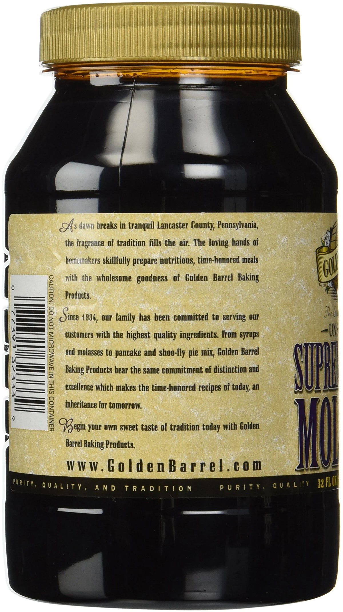 Unsulfured Baking Molasses, 32 Oz. Bottle Case of 12 R5544