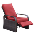 Red Resin Wicker Recliner Chair with Footrest X1981