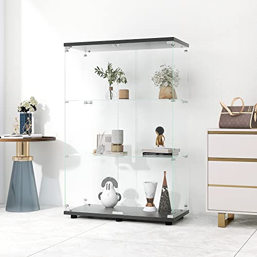 White Glass Display Cabinet with 3 Shelves, 49.3" H x 16.7" W x 14.3" D U839