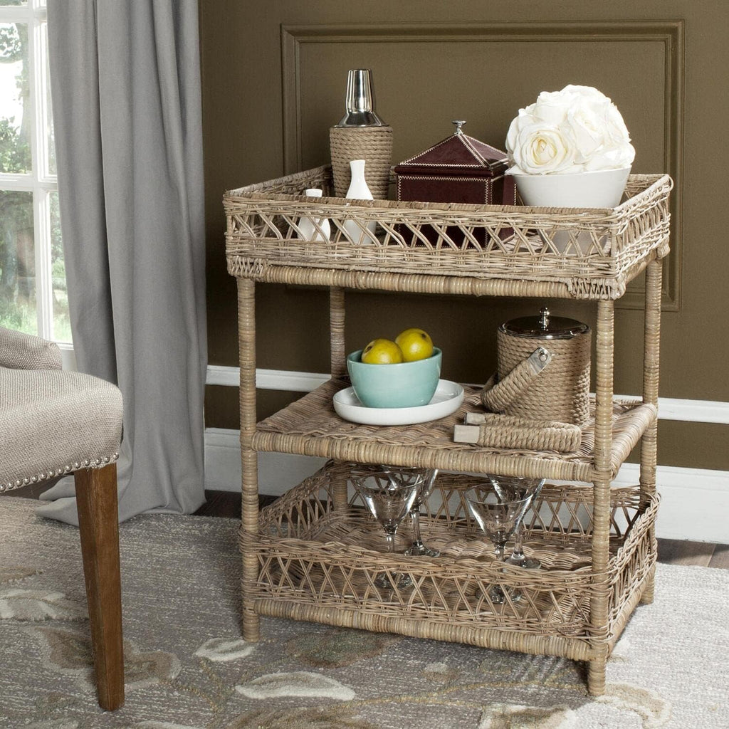 Natural Wicker 3 Tier Accent Table N4254