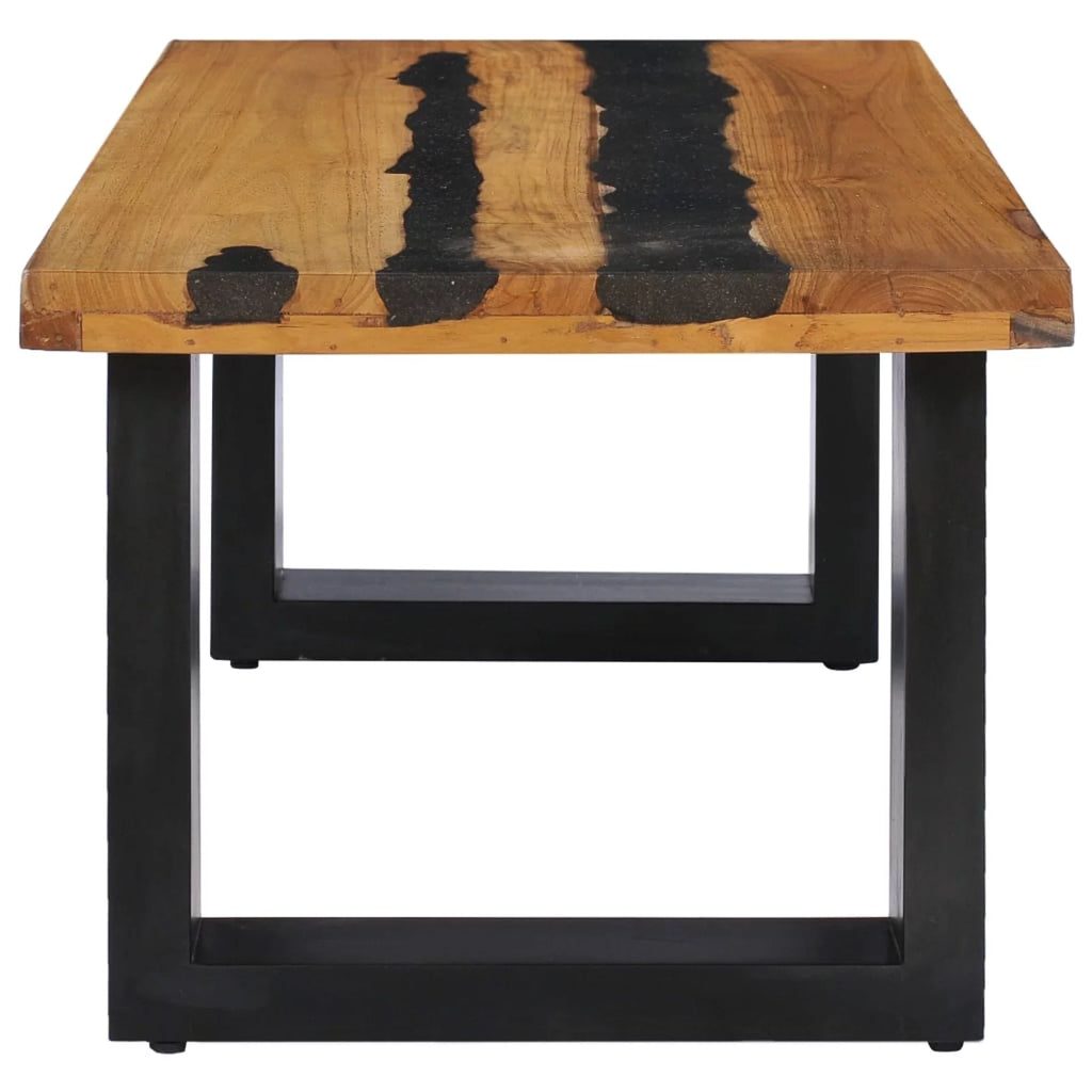 Solid Teak Wood and Lava Stone Coffee Table C15684