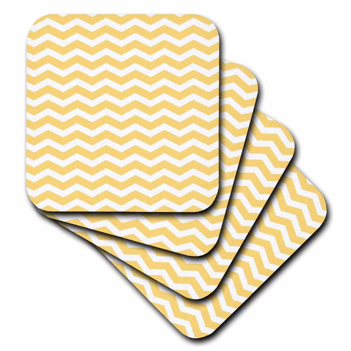 Yellow and White Chevron Zig Zag Coasters Set of 8 T716598