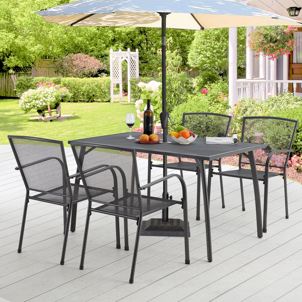 5-Piece Metal Patio Dining Set with 4 Stackable Chairs U475